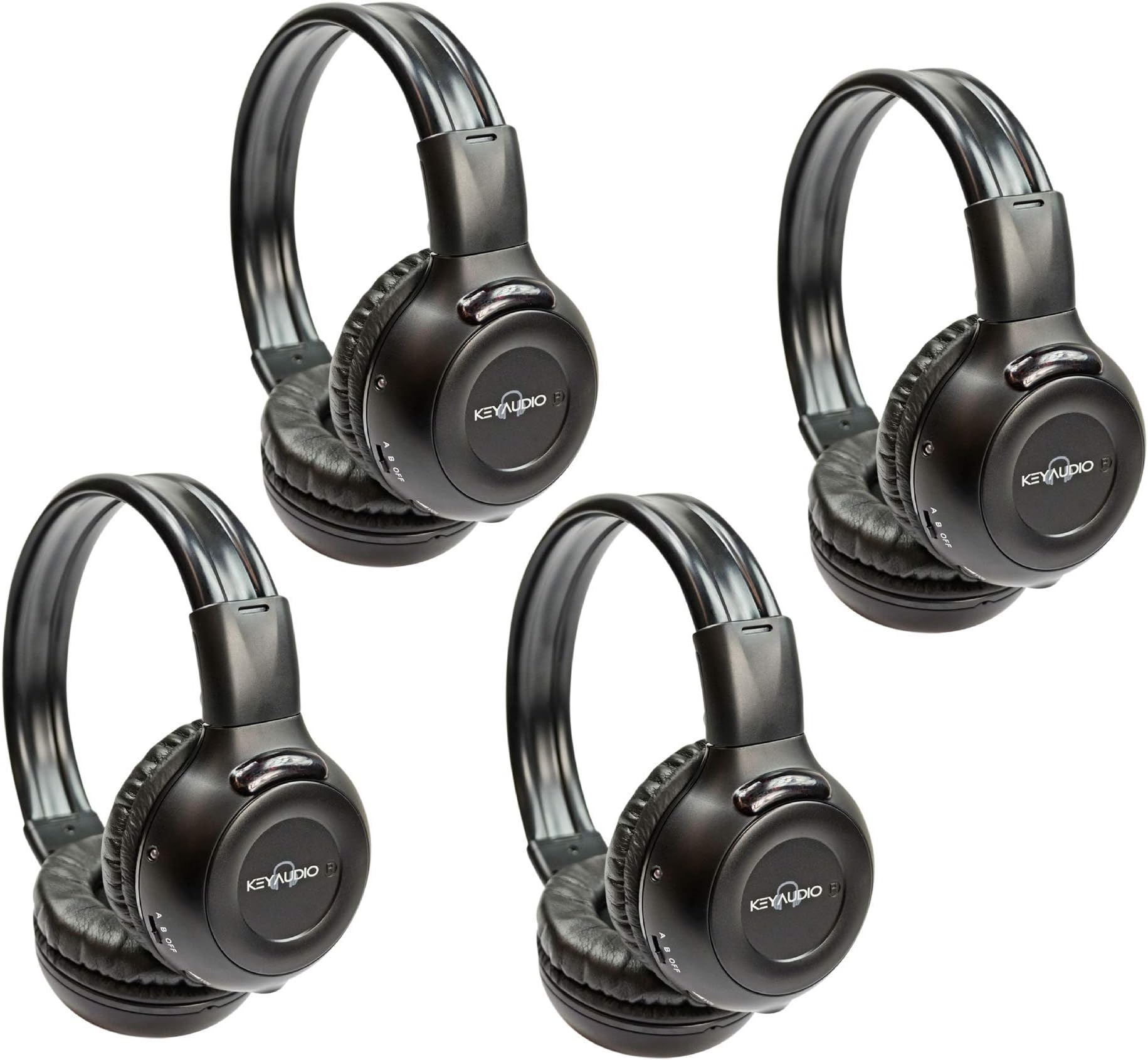 RP Accessories IR-609B Infrared Wireless Headphones, 2-Channel Folding Universal Rear Entertainment System IR Headphone for Car TV and DVD Player Audio, Set of 4