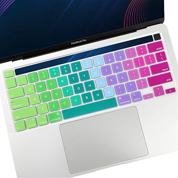 Allinside Soft Silicone Keyboard Cover for MacBook Pro 13 inch A2338 M1 A2251 A2289, 20202023 & MacBook Pro 16 inch A2141, 20192020 with Touch Bar & Touch ID, US Layout, Rainbow