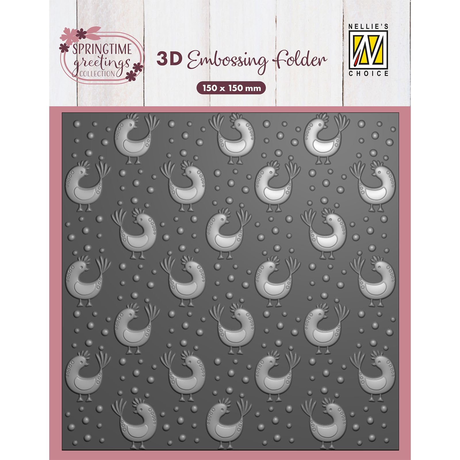 Nellie's Choice 3D Embossing Folder Easter Chickens 5.91 x 5.91 inch / 15 x 15 cm - Background for Card Making Supplies, Scrapbook Accessories, DIY, Journaling, and Craft Supplies