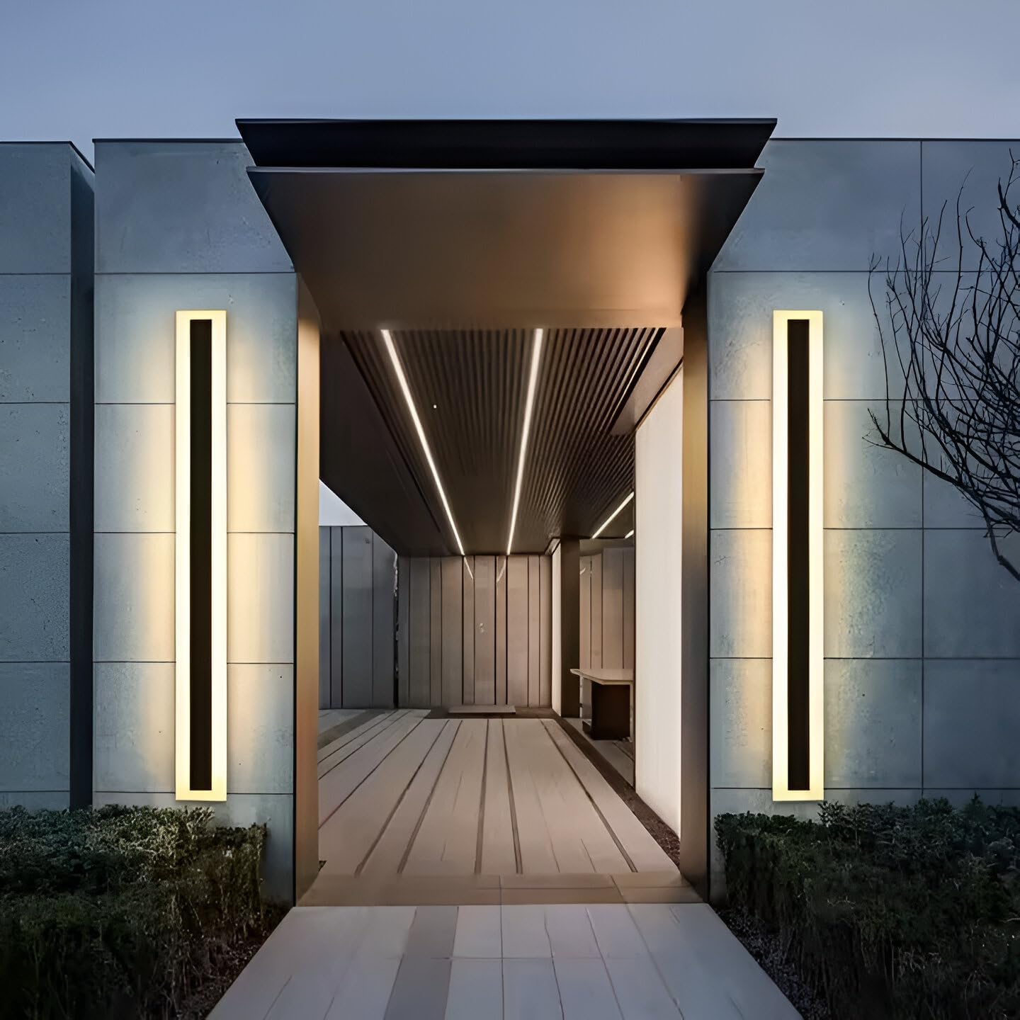 Outdoor Modern LED Wall Light, Outdoor Garage Porche, Waterproof Exterior Sconce, Black and White, Long Bar Design, Wall Exterior Light (32 inch)