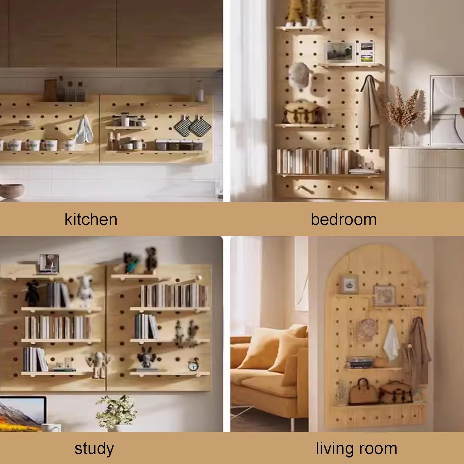 Stecktafel-Wandhalterung, kleines Stecktafel-Set, weiße Stecktafel-Organizer, Paneele, Massivholz, Stecktafel, Kombination für Bastelzimmer, Küche (40 x 60 cm)