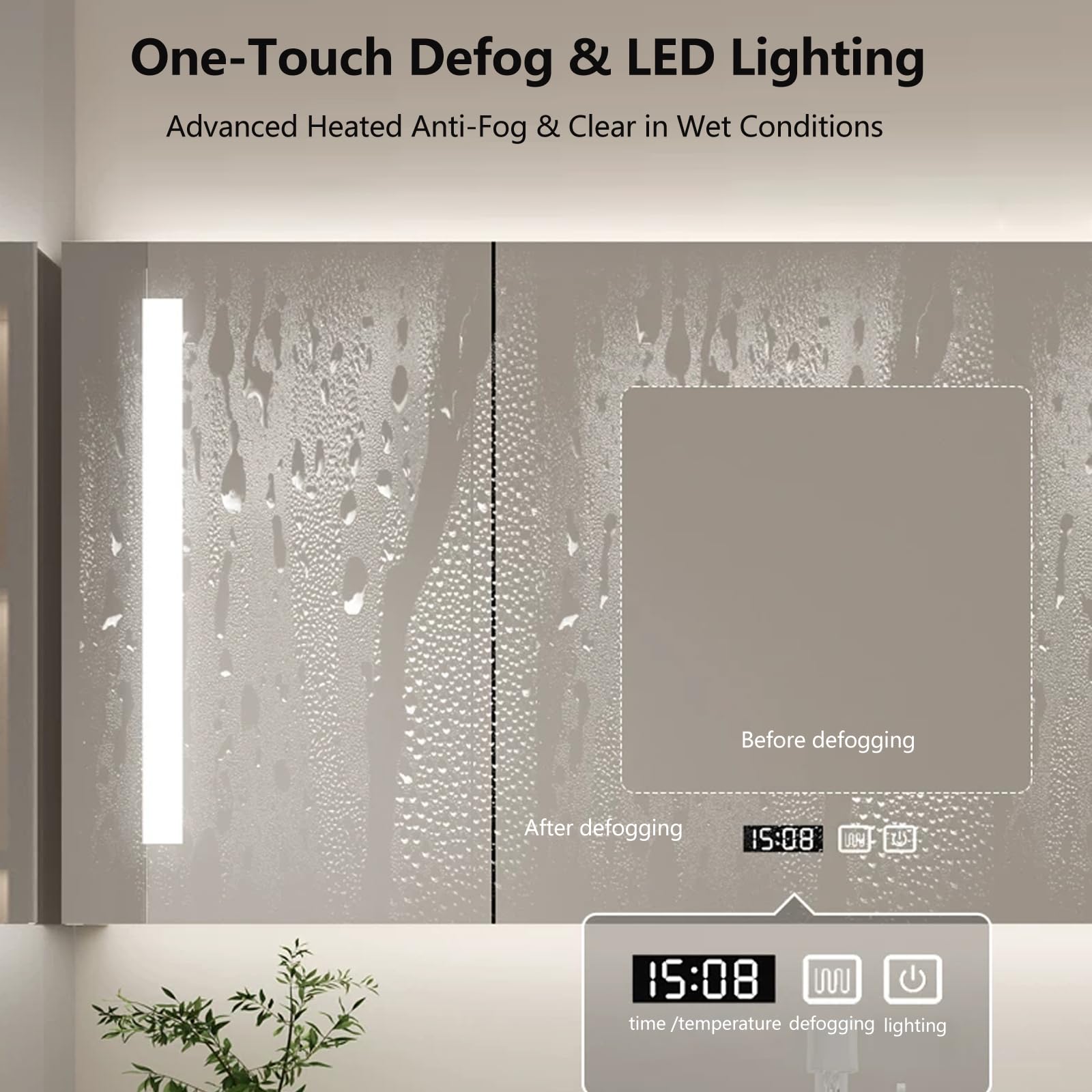 Mobile da bagno moderno da 91,4 cm con lavabo singolo, completamente assemblato, unità bianca Smart LED Defog specchio da parete design galleggiante piano di lavoro in pietra sinterizzata cassetti con