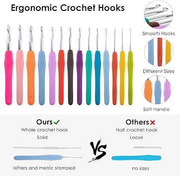 MYBAGZING Ergonomic Crochet Hook Set with Case 14 Sizes 2mm-10mmCrochet Kit