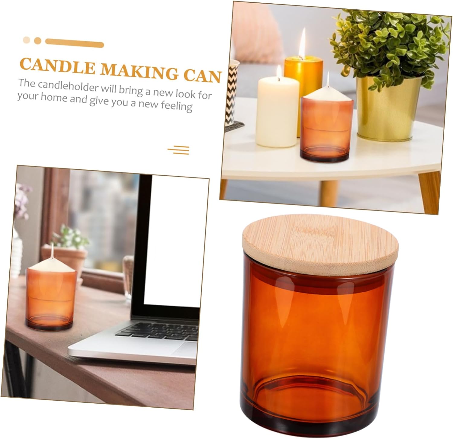 OHPHCALL 4sets DIY Aromatherapy Scented Candle Jar Glass Candle Tin Lids Jars for Decorations