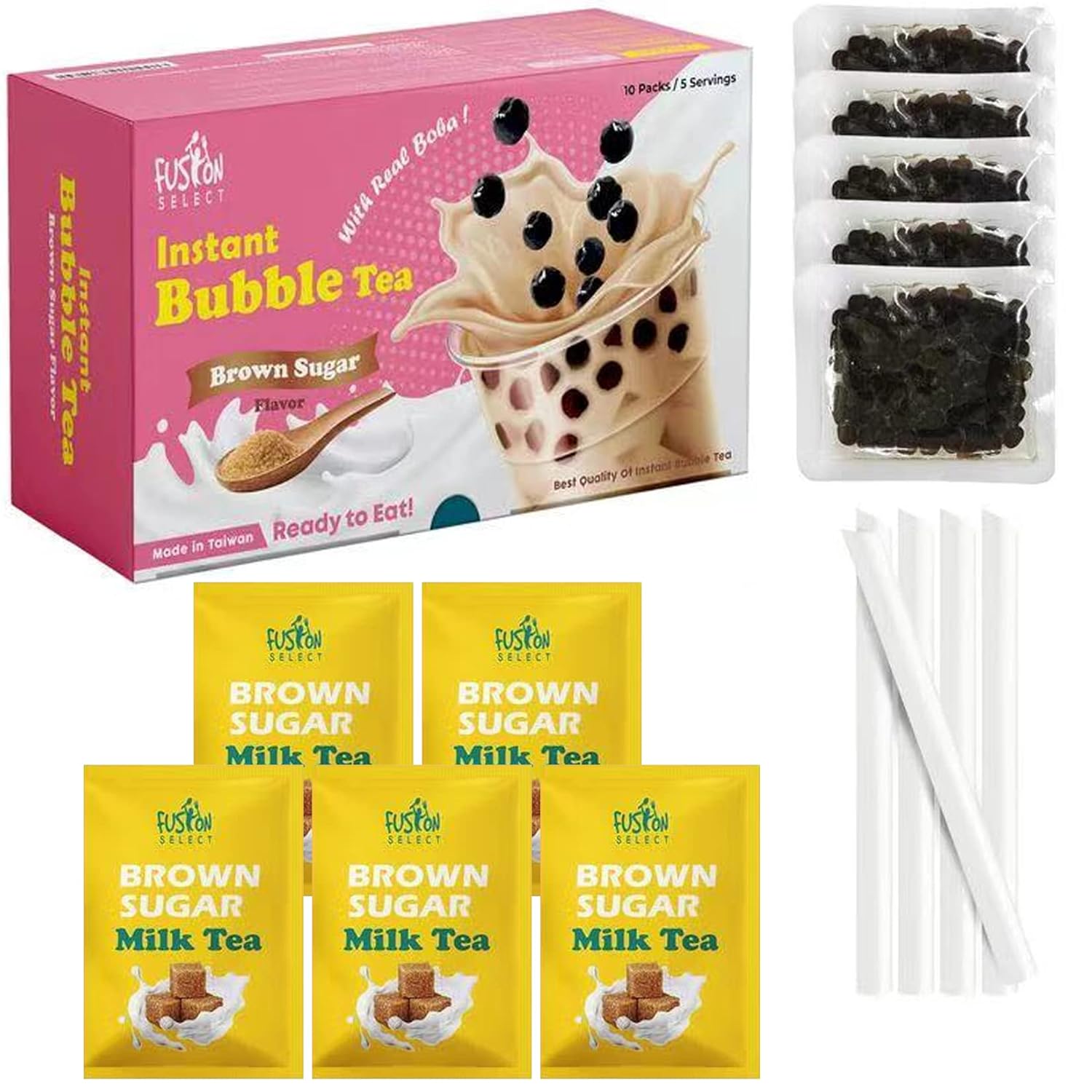 Buy Fusion Select 5 Packs Authentic Instant Brown Sugar Boba Tea Kit