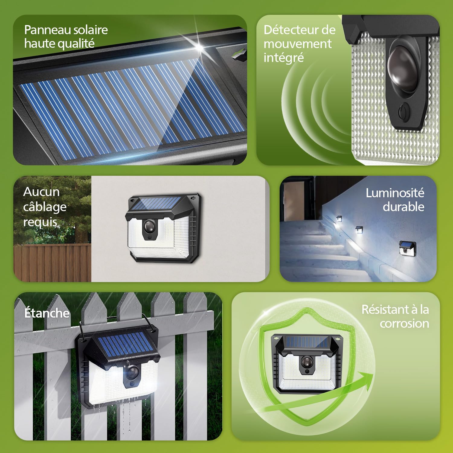 Philips Lampada solare esterna con rivelatore, 120 LED di sicurezza, 3 modalità, impermeabile, per giardino, recinzione, garage, confezione da 2