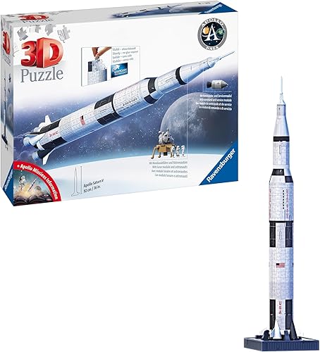 Ravensburger Apollo Saturn V Rocket Edition 440 Piece 3D Jigsaw Puzzle for Kids 11545 - Easy Click Technology Means Pieces Fit Together Perfectly