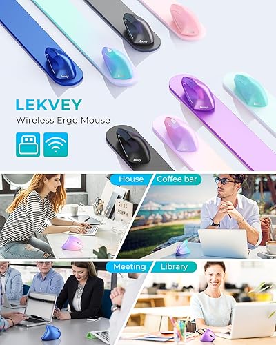 Miniatura 7 de Lekvey Ratón ergonómico, Ratón inalámbrico vertical, Ratones de túnel carpiano óptico recargable 2.4G con receptor USB 100012001600 DPI, 6 botones,