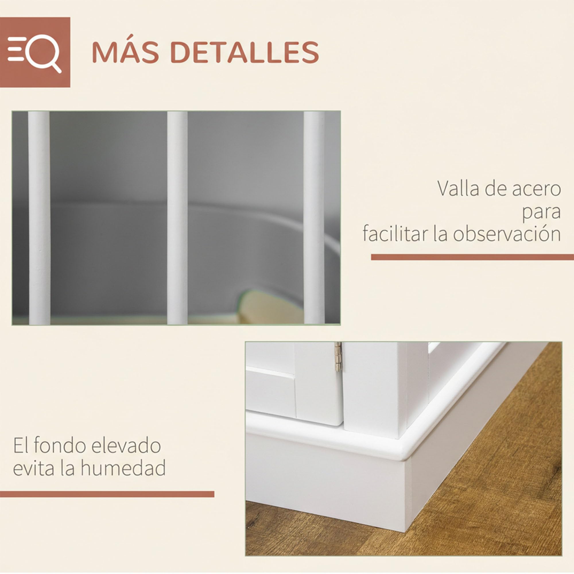 PawHut Jaula para Perros, Mesa Auxiliar, Casa para Mascotas Moderna con 3 Puertas Francés con Cierre Magnético, para Perros Pequeños, 78x53x59,3 cm, Blanco