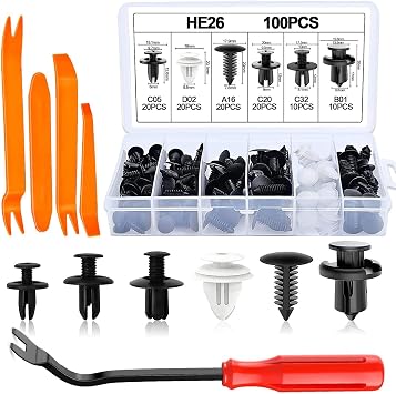 100Pcs Car Trim Clips for Abarth 595 Abarth 500 Abarth 124 Spider, Plastic Rivets Bumper Fasteners Door Panel Retainer Clips with Removal Tool Kit Assortment