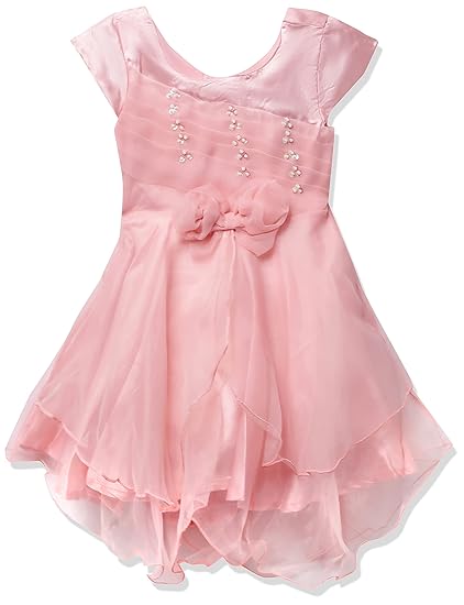 Max Polyester Girls Dress Knee-Length (P21CPRT16ROSE Pink_Rose 3-4Y)