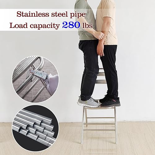 Miniatura 5 de 2 sillas plegables de acero inoxidable 304, sillas de césped plegables, sillas portátiles para adultos, ahorra espacio, para eventos, oficina, boda,