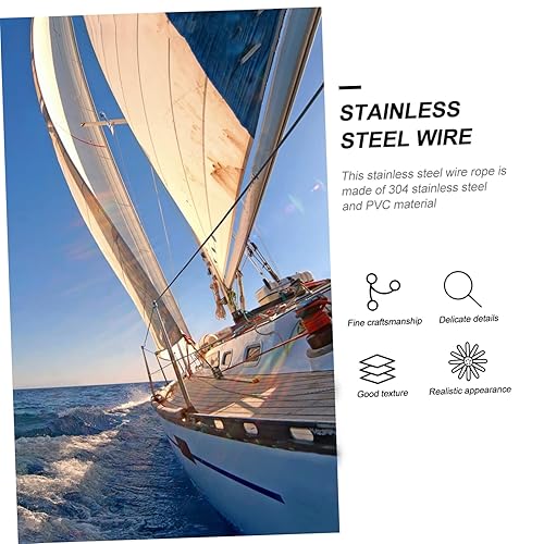 Miniatura 6 de Cuerda de cable de acero inoxidable de larga duración 32.8 ft barandilla cuerda de alambre tendedero lámpara escritorio valla DIY