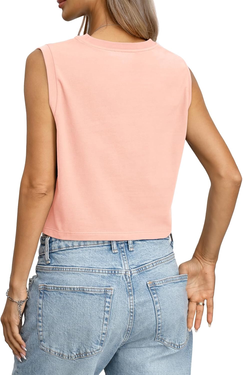 Womens Cotton Loose Fit Crop Tank Tops Basic Crewneck Sleeveless Tee Casual Workout Summer Going Out Outfits - Image 6