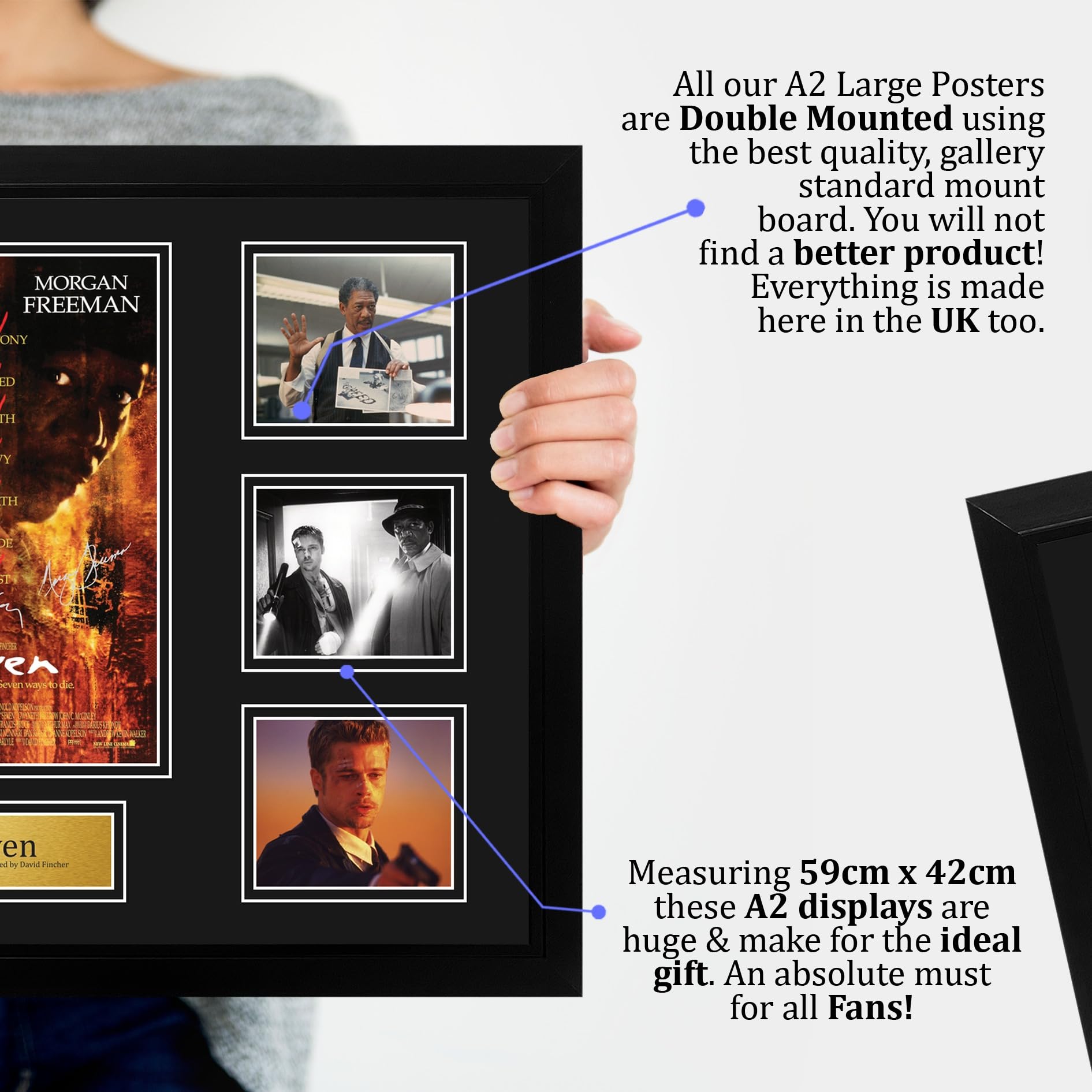 HWC Trading Seven Podpisany Plakat Filmowy A2 Deluxe w Ramie