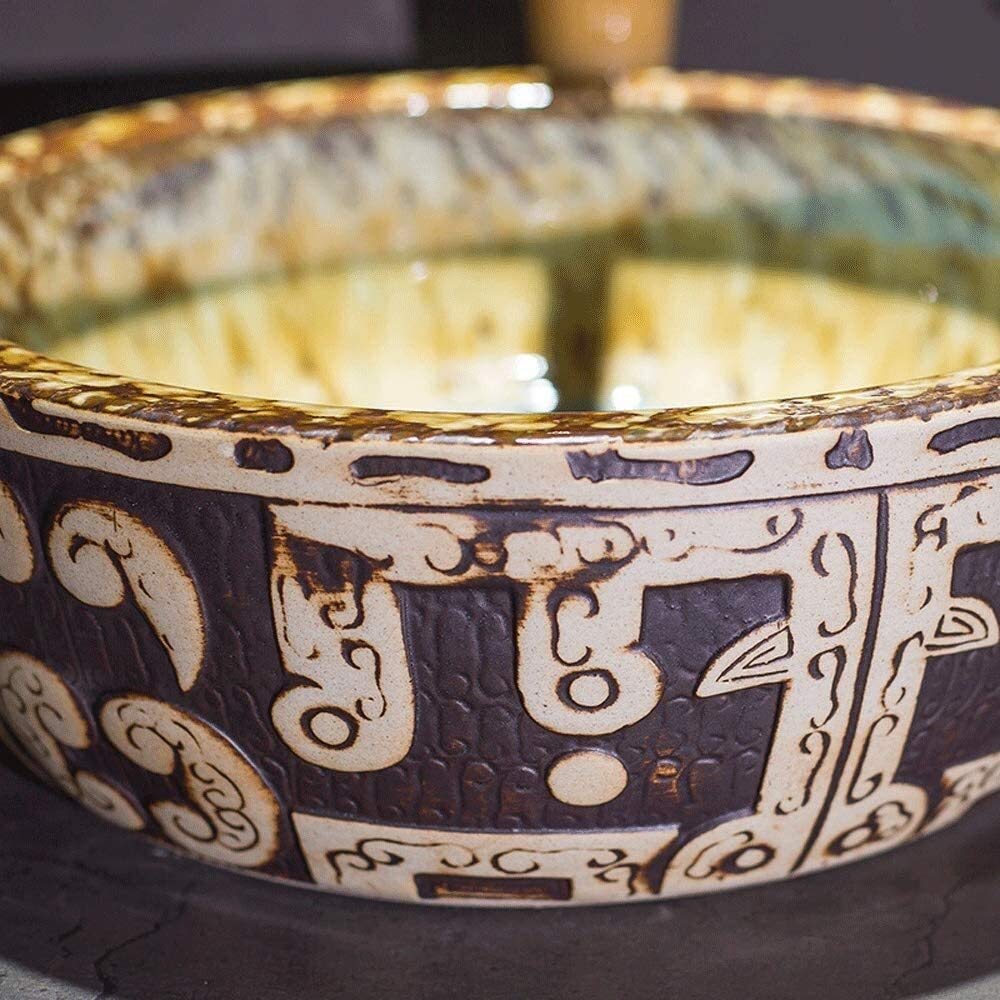 Szafka Pod Umywalkę Z Umywalką, Umywalka Łazienkowa, Umywalka Nablatowa, Okrągła, 16-Calowa Artystyczna Ceramiczna Umywalka Łazienkowa Nablatowa, Porcelanowa Miska Nablat