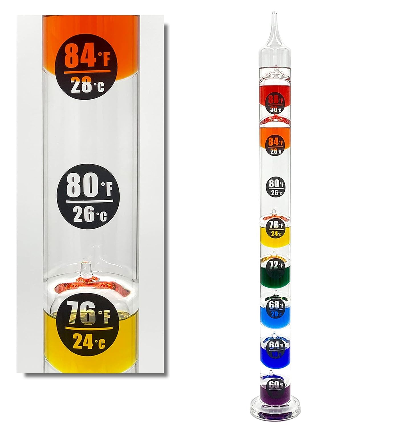 Glassic Gifts® Easy Read Galileo Thermometer (23" Tall)