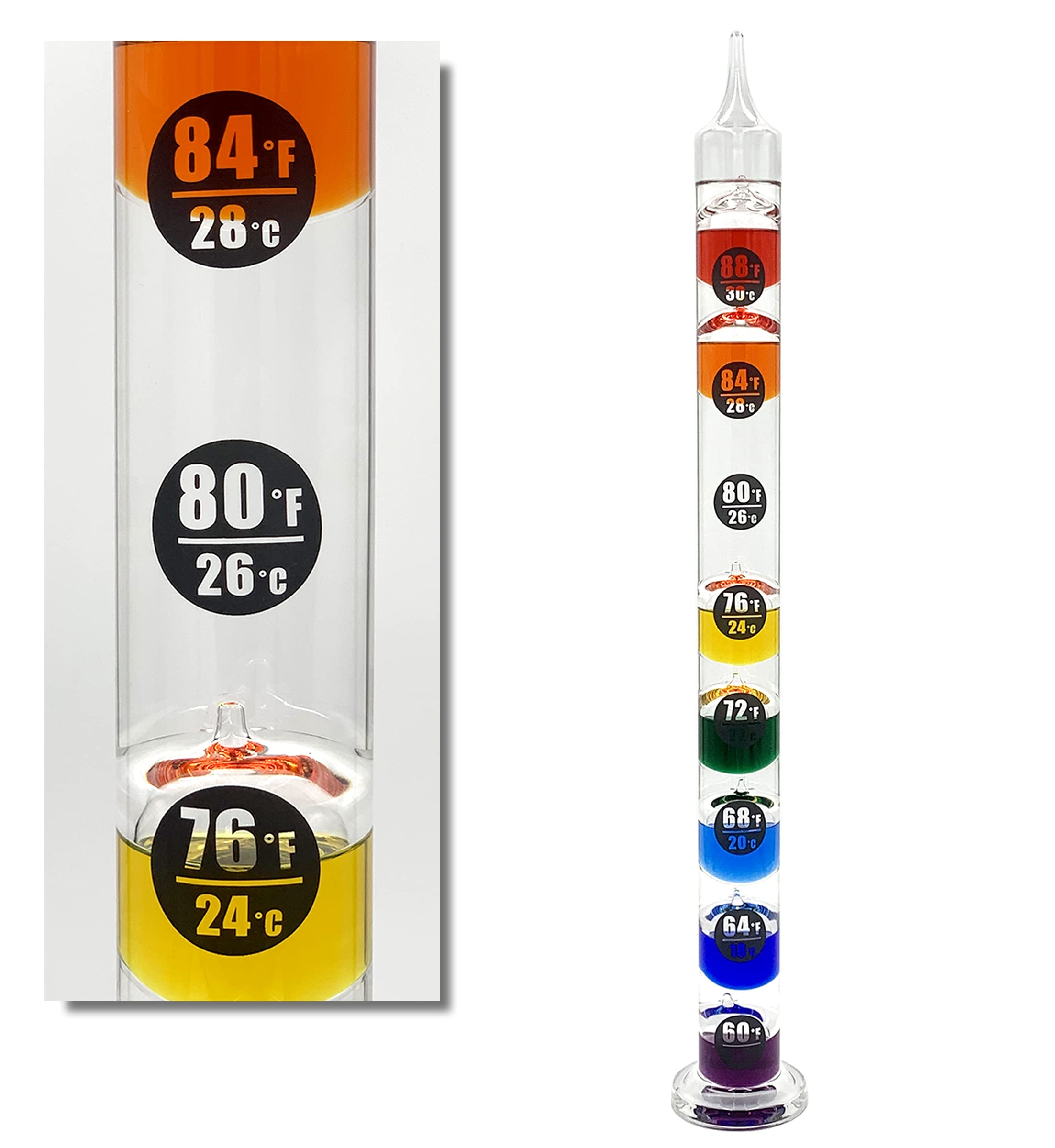 Glassic Gifts® Easy Read Galileo Thermometer (23