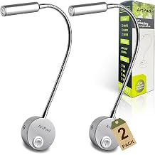 2 Pack Wall Mounted Reading Lights, 360 Adjustable Gooseneck, 3W Energy Saving LED, 3000K Warm White Non-Glare, Rustproof, Easy 3-Minute Installation, Silver