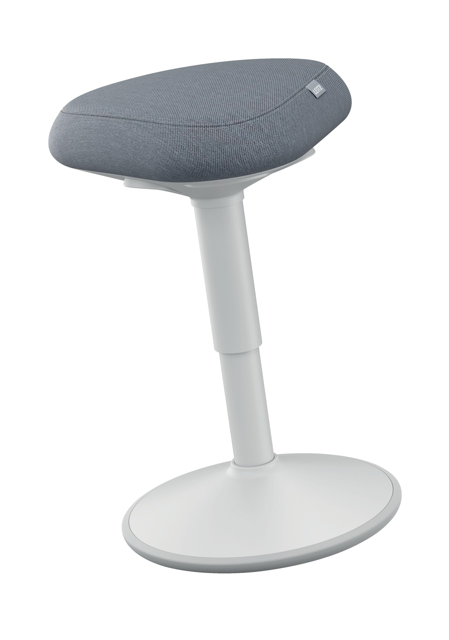 LeitzErgo Active Sitting Stool with Unique Dual Density Foam Comfort Cushion, Height Adjustable 47 to 64cm, 100% Post Consumer Recycled Seat Cover, Supports 110kg, Ergo Range, Light Grey, 65440085