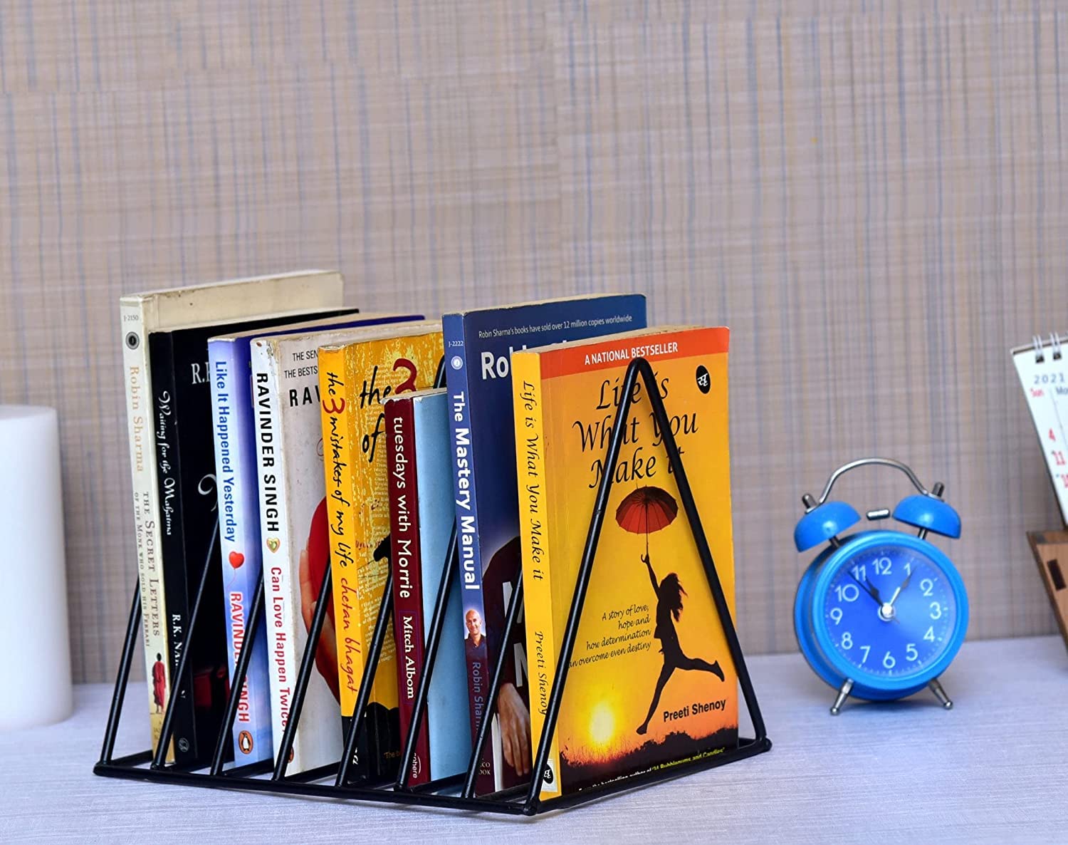 Indian Decor 5611 Metal Magazine Rack- Newspaper Rack, Living Room Book Organizer, Office Desk Organizer, Triangular Book Rack Organizer - Black-image-13