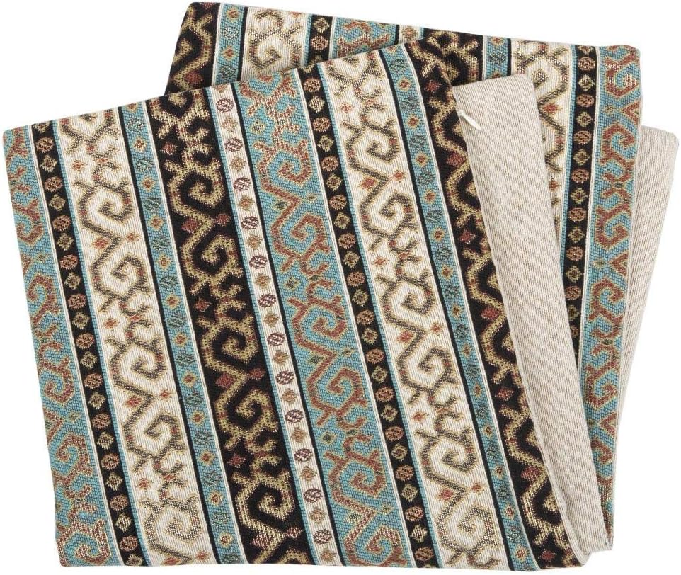 Large Kilim Throw Pillow Covers Turquoise and Black - 22 x 22 Inches Decorative Pillows, Retro Room Decor for Couch, Bohemian Square Case for Farmhouse, Southwestern, Middle Eastern