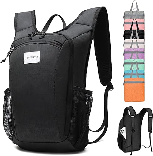 Miniatura 8 de Bolsa de senderismo ligera de 10 litros, mochila pequeña de senderismo, bolsa plegable para exteriores para mujeres y hombres (gris/rosa/negro),