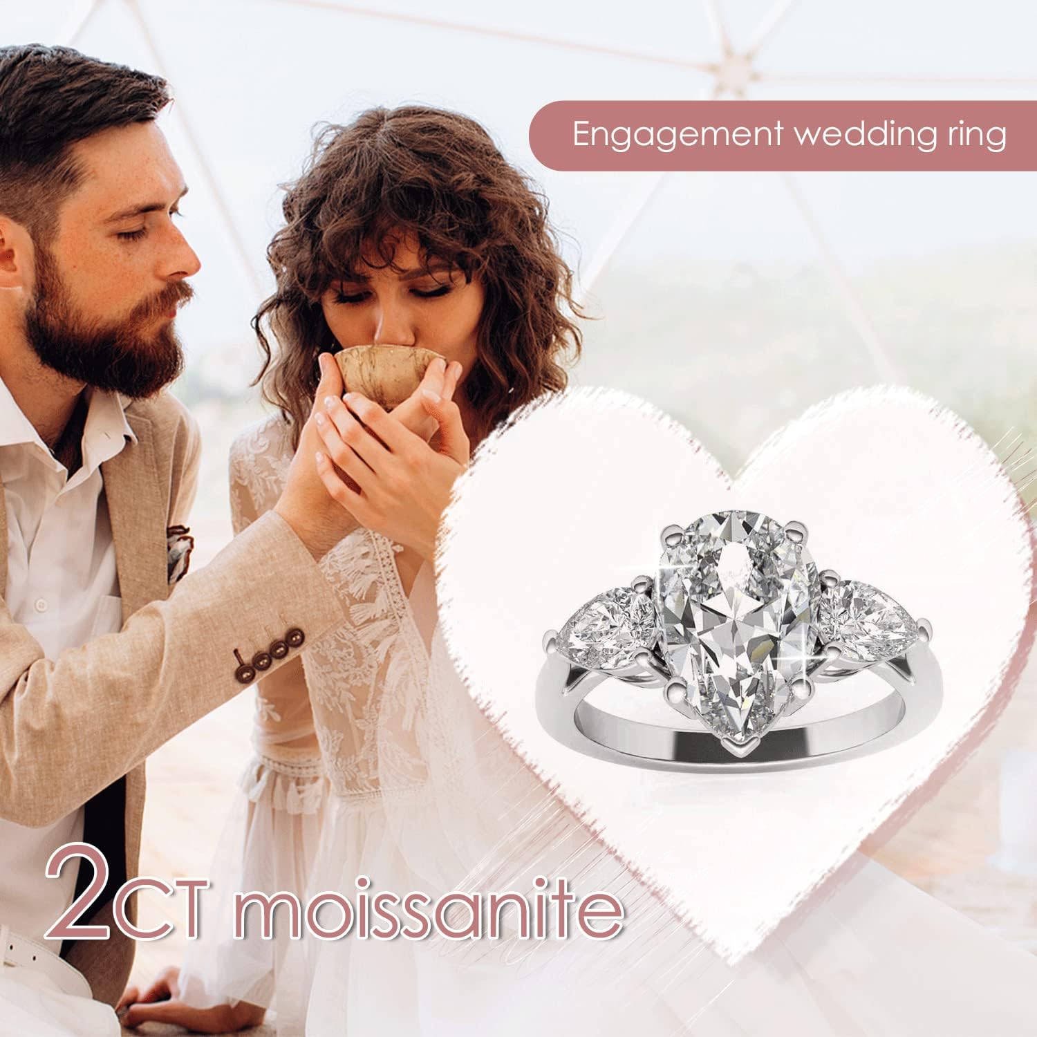 WSX 10/14/18K Gold 2ct Pear Moissanite Engagement Ring for Women Teardrop Moissanite Wedding Promise Statement Ring Size 4-12