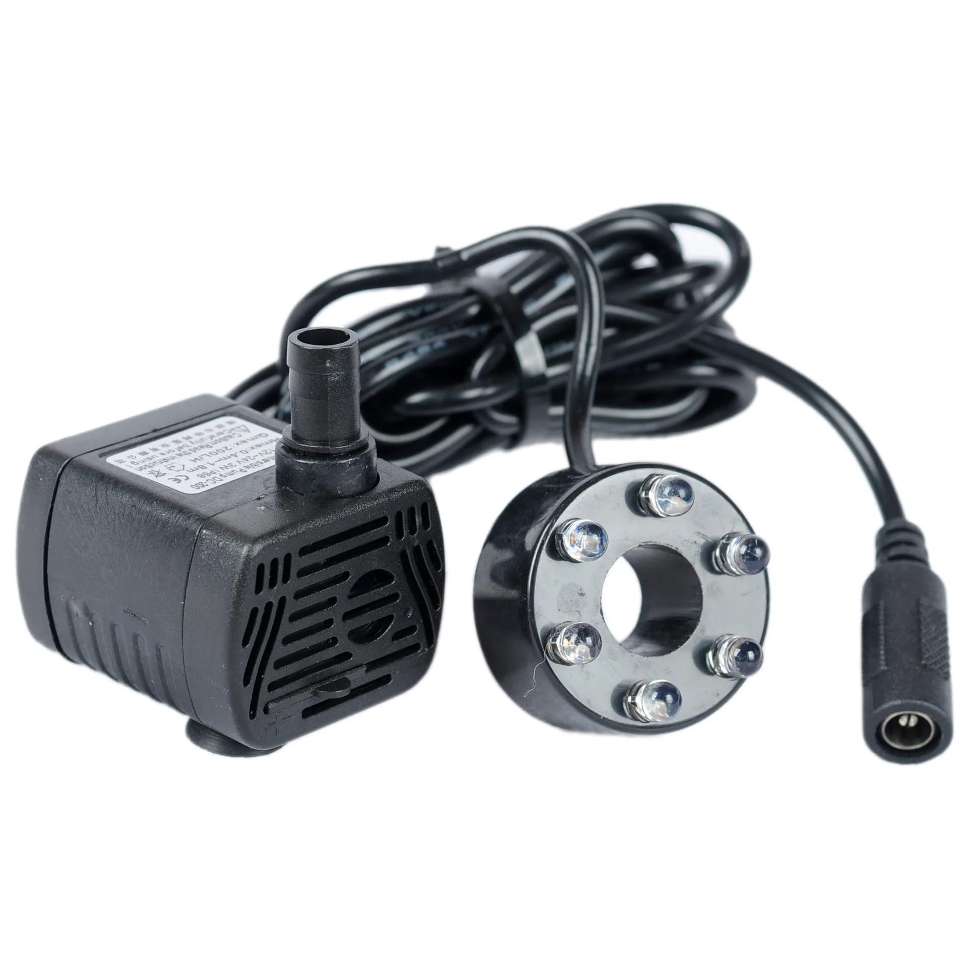 DC 12V 24V Tensione 3W Sei Colori Sogno Luci Lampeggianti Ciclo Acqua Brushless DC Pompa sommergibile Rockery Fontana Acquario Pompa (adattatore di alimentazione 24V)