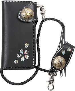 (カザン)花山 レザーウォレット 都桜 W-77K 和柄 和風 長財布 かざん サクラ 革 バイカー