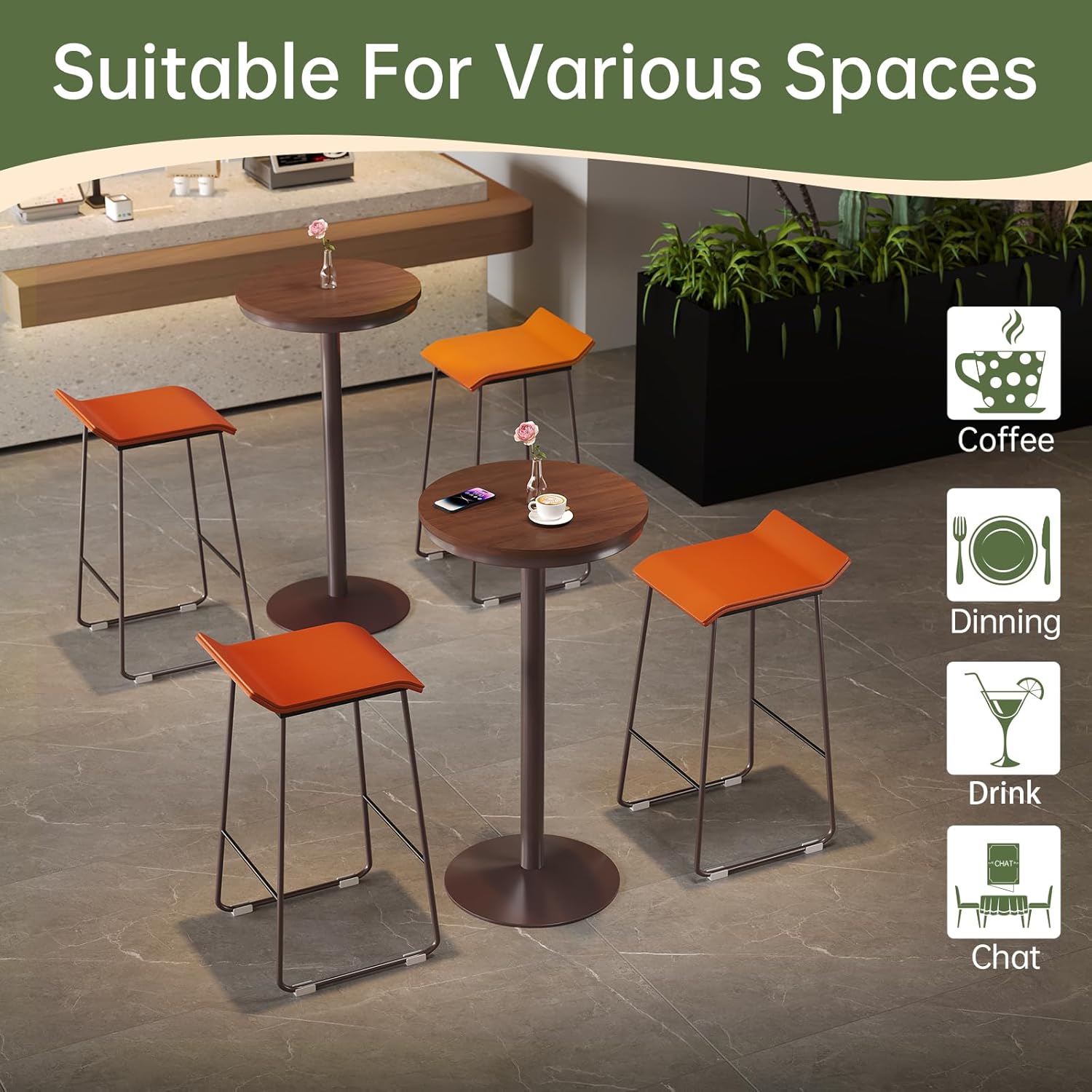 42" Height Round Bar Table with Solid Wood Top and Sturdy Metal Base, Rustic Industrial Pub Table for Kitchen, Dining Room, Home, and Bistro