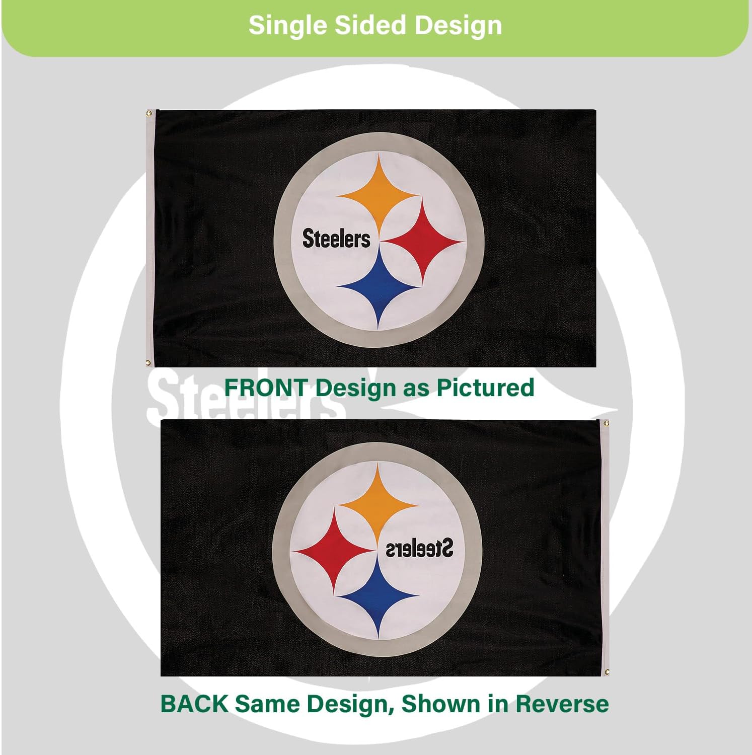 Team Sports America NFL Pittsburgh Steelers 3 x 5 Outdoor Durable Flag with Grommets | Heavy Duty Flag & Banner for Outdoor Garden Patio | Indoor Wall Decor | Works with Flag Poles for House - Image 5