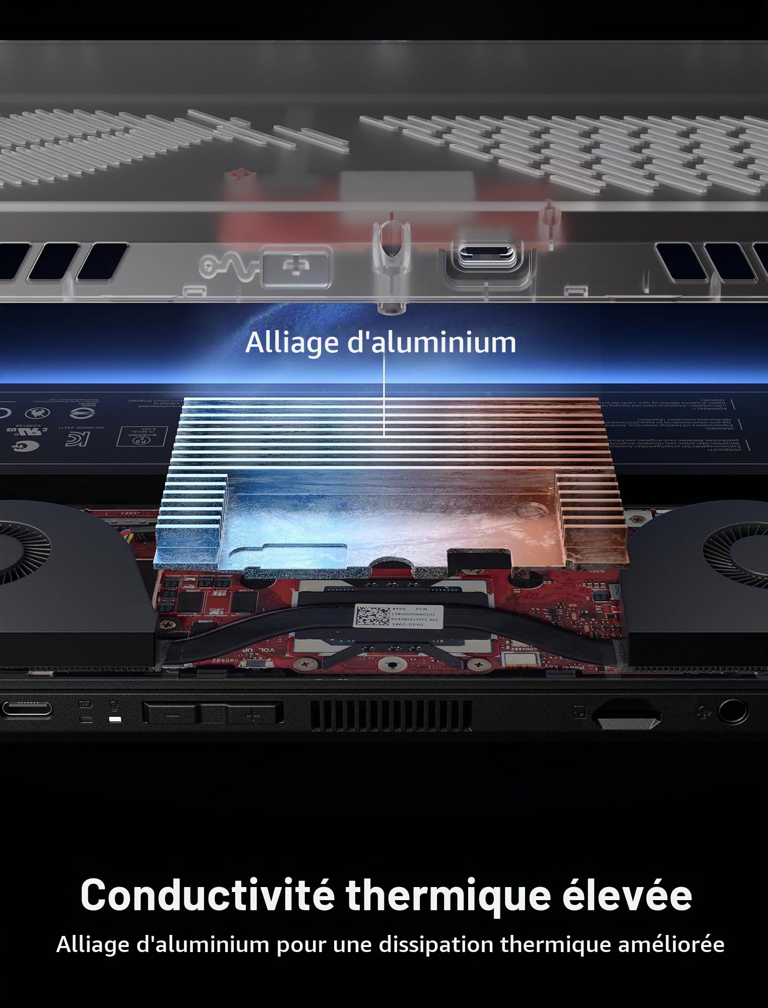 JSAUX Coque RVB avec poignée en silicone et module de refroidissement pour ROG Ally X