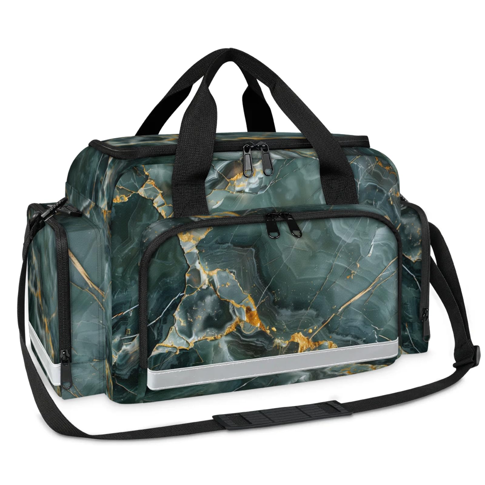 First Aid Bags Empty, Green Gold Marble Emergency Bag First Aid Kit Multiple Compartment Kit Carrier On Call Trauma Bag For Paramedics Emergency Medical Supplies Kit