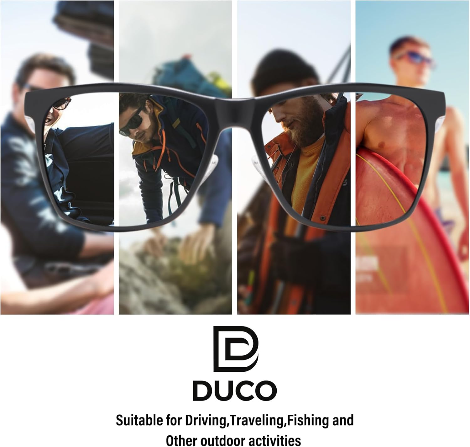 DUCO Mens Sunglasses Polarized UV Protection Retro Rectangular Frame Sun Glasses for Driving Fishing 100% UV Blocking 3029H - Image 4