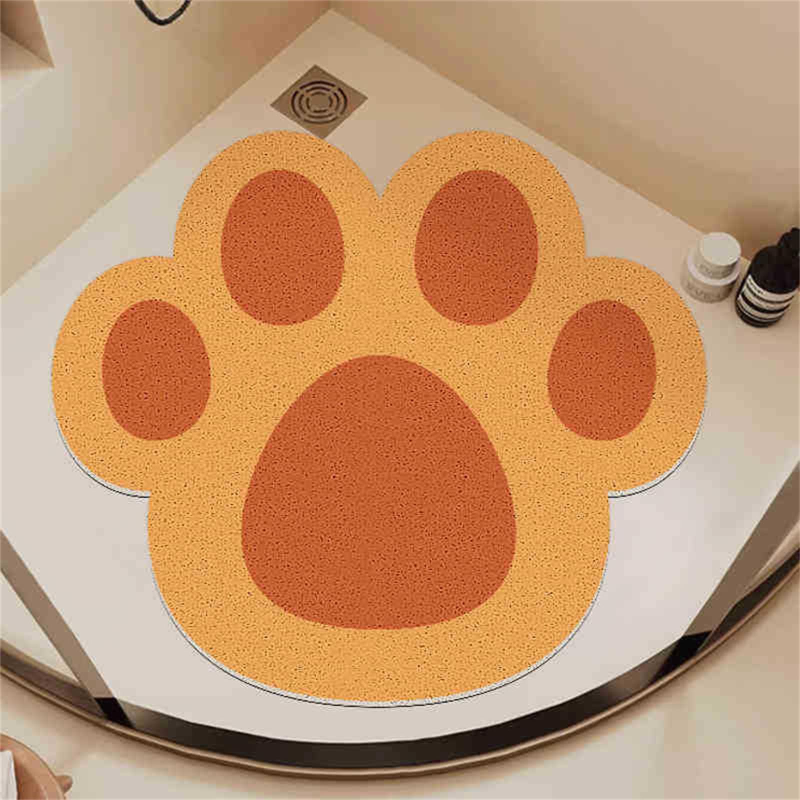 Alfombra de Bañera Antideslizante, Huella de Gato Suave PVC Lufa Alfombras Ducha con Drenaje, Secado Rápido Almohadillas para Bañera, Baño, Cuarto de Lavado (Naranja Oscuro,100x100cm)