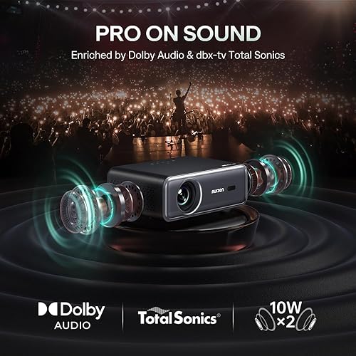 Miniatura 2 de Aurzen EAZZE D1 Pro - Proyector inteligente con WiFi y Bluetooth, oficial de Netflix, altavoces de 20 W, Dolby Audio y dbx-tv Total Sonics, enfoque