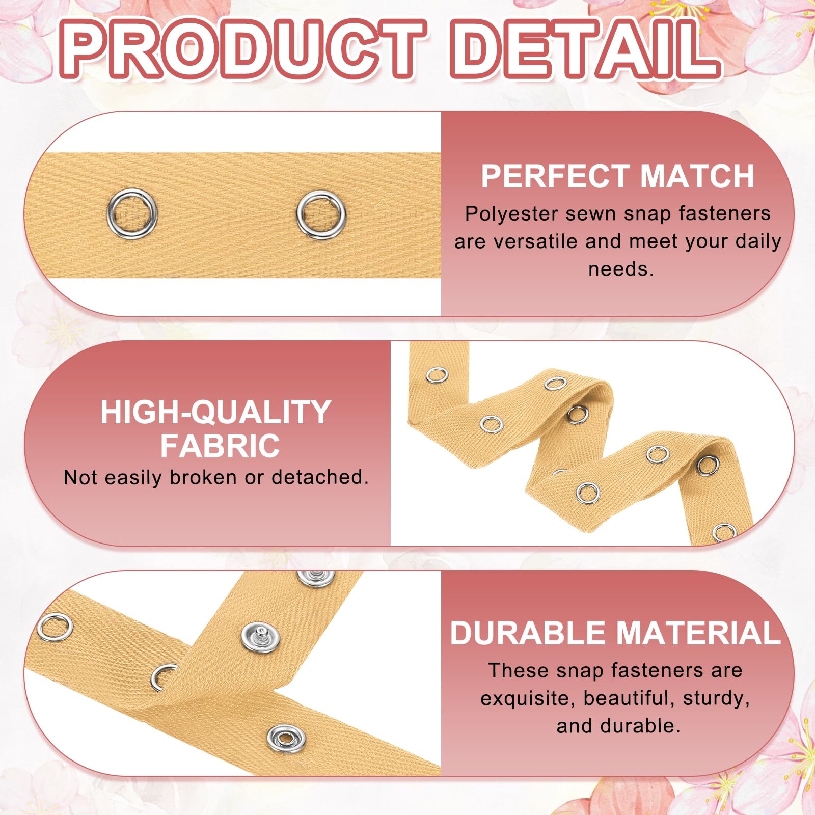 QUARKZMAN Nastro A Pressione Metallico Da 6 Iarde Larghezza 0.78" Marrone. | Nastro A Metallico Abbigliamento, Chiusura A In Cotone, Per Cucire BotTono A Pressione Per Abbigliamento, DIY
