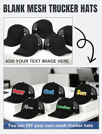 10 Pack Blank Mesh Trucker Hats Bulk Blank Baseball Cap Adjustable Snapback for Men Women