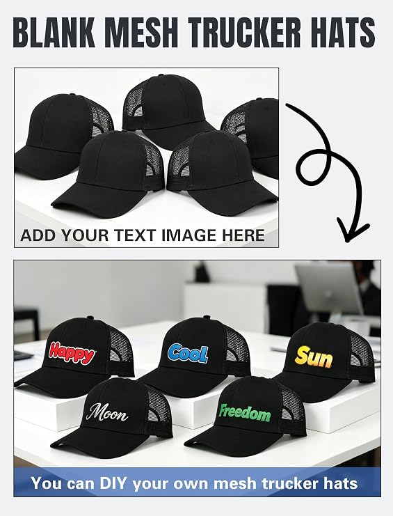 10 Pack Blank Mesh Trucker Hats Bulk Blank Baseball Cap Adjustable Snapback for Men Women