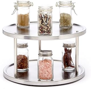 Sagler 2 Tier lazy susan turntable 360-degree lazy susan organizer use for a spice organizer or kitchen cabinet organizers stain-resistant