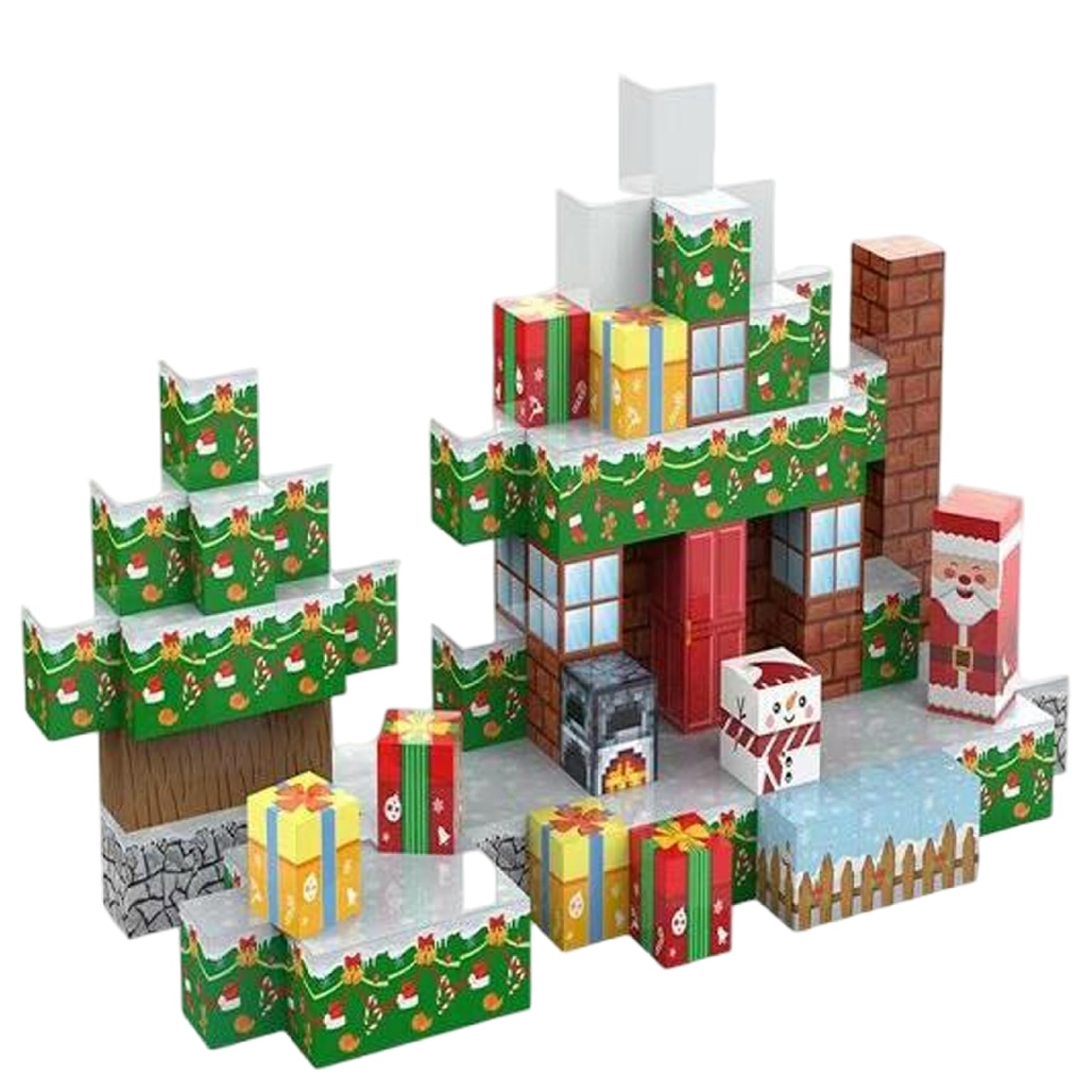 1 Set di cubi magnetici da costruzione per bambini da 3 a 10 anni a tema natalizio, blocchi magnetici scorrevoli creativi ed educativi per ragazzi e ragazze, giocattoli da costruzione
