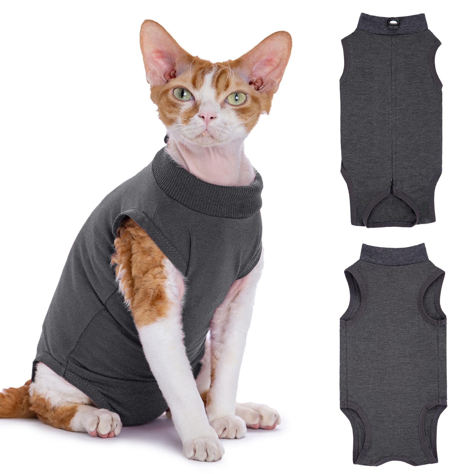 Combinaison de convalescence chirurgicale pour chat - Body pour chat - Body anti-léchage avec fermeture éclair post-opératoire - Combinaison médicale de convalescence pour chaton - Combinaison