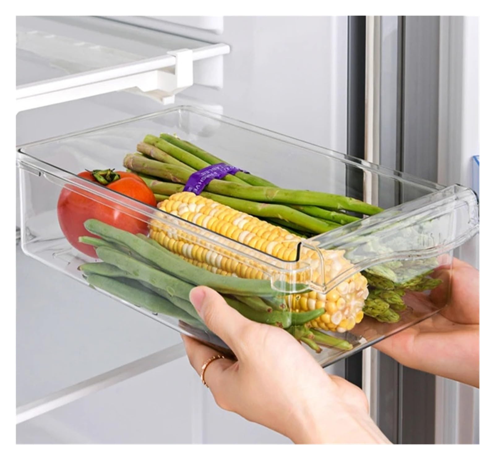 C Boîte à frid coulissante pour fruits et vétérinaires Transparent Plateau de cuisine Réfrigérateur peu encombrant