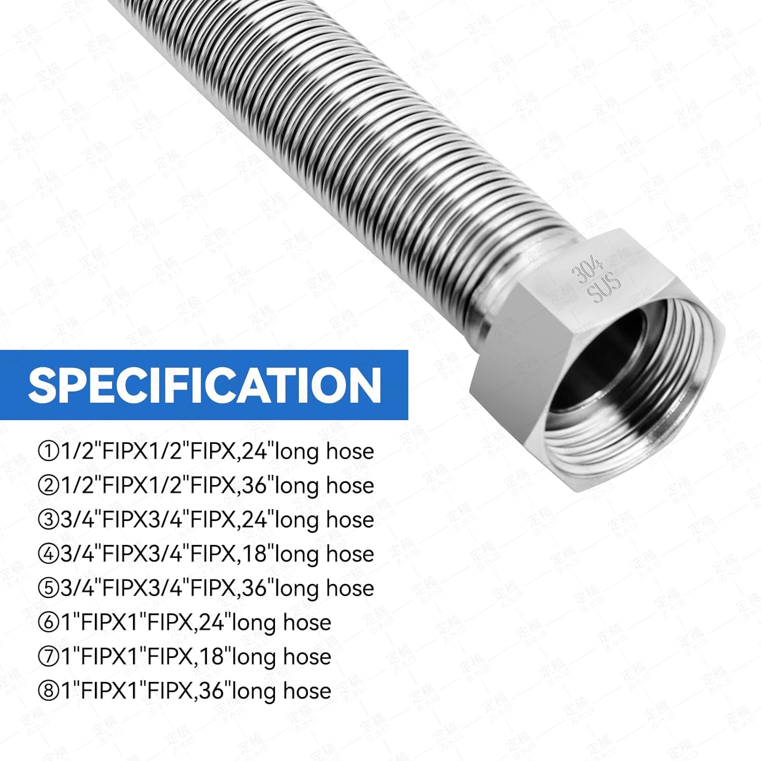 36 Inch Flexible Stainless Steel Corrugated Water Heater Connector Hose,1/2" FIP x 1/2" FIP,304 Stainless Steel Leak-Proof Flexible Line for Tankless Water Heater,Water Softener,RV,Boiler(2PCS)