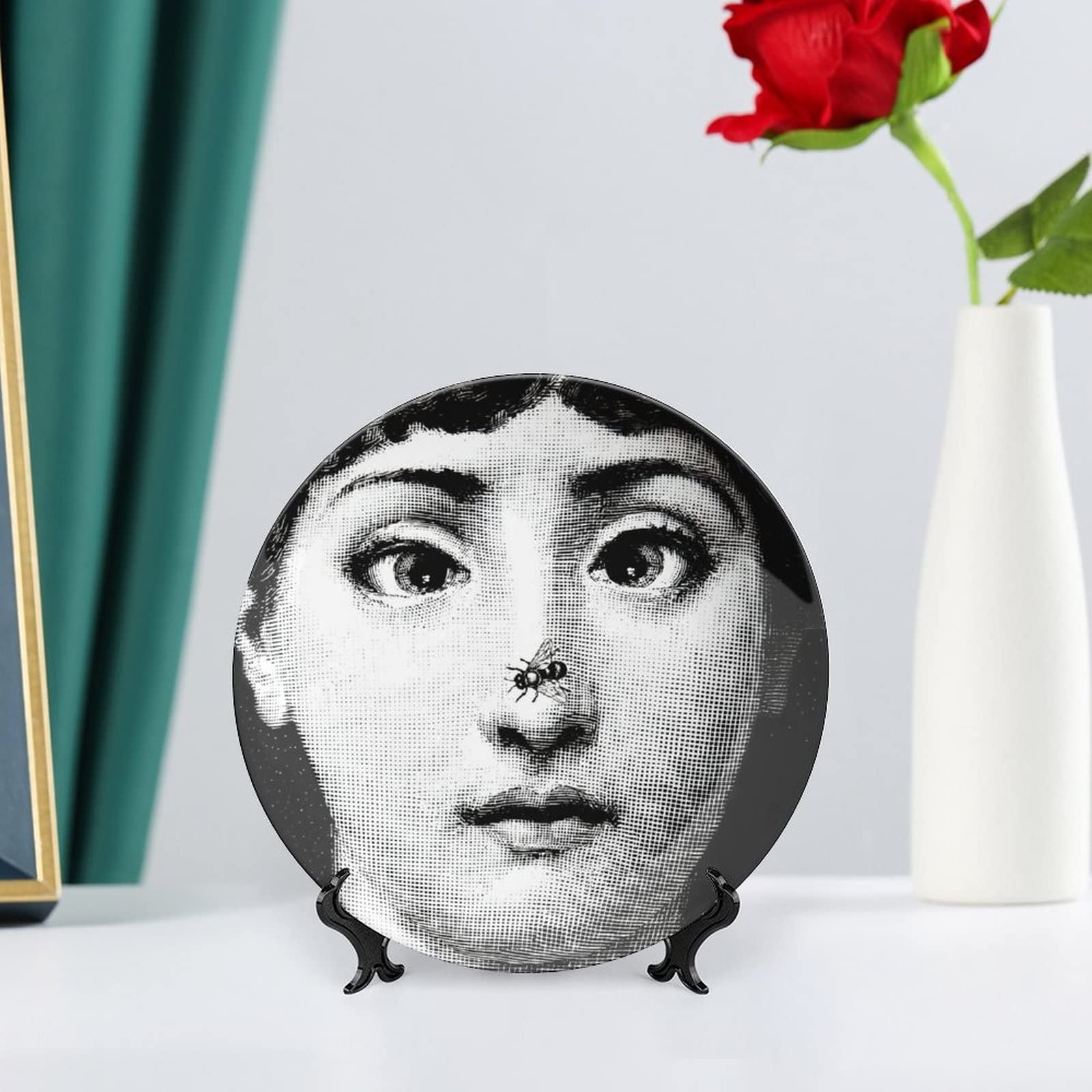 Piatto Decorativo Da Parete Lina Cavalieri In Ceramica - Decorazione Murale Con Volto Misterioso, 8 Pollici (20,5cm) - Foto 8