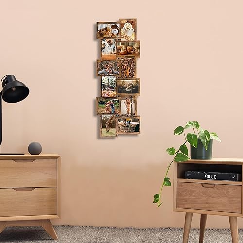 Vista 4 de J.M.Deco Marco de collage de fotos de 12 aperturas para decoración de pared, marco de collage de fotos de 4 x 6 pulgadas para galería, ideal