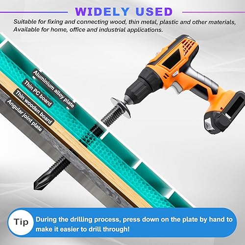 Miniatura 5 de mxuteuk Tornillos autorroscantes negros #8 x 1/2 a 1-1/4 pulgadas para tornillos autorroscantes de metal hexagonal y cabeza de armadura modificada