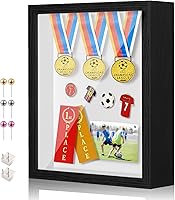 RTZQQIN 11x14 Black Shadow Box Frame - Deep 1.2" Display Case for Flowers, Medals, Jerseys, Memorabilia with Linen Back & Push Pins