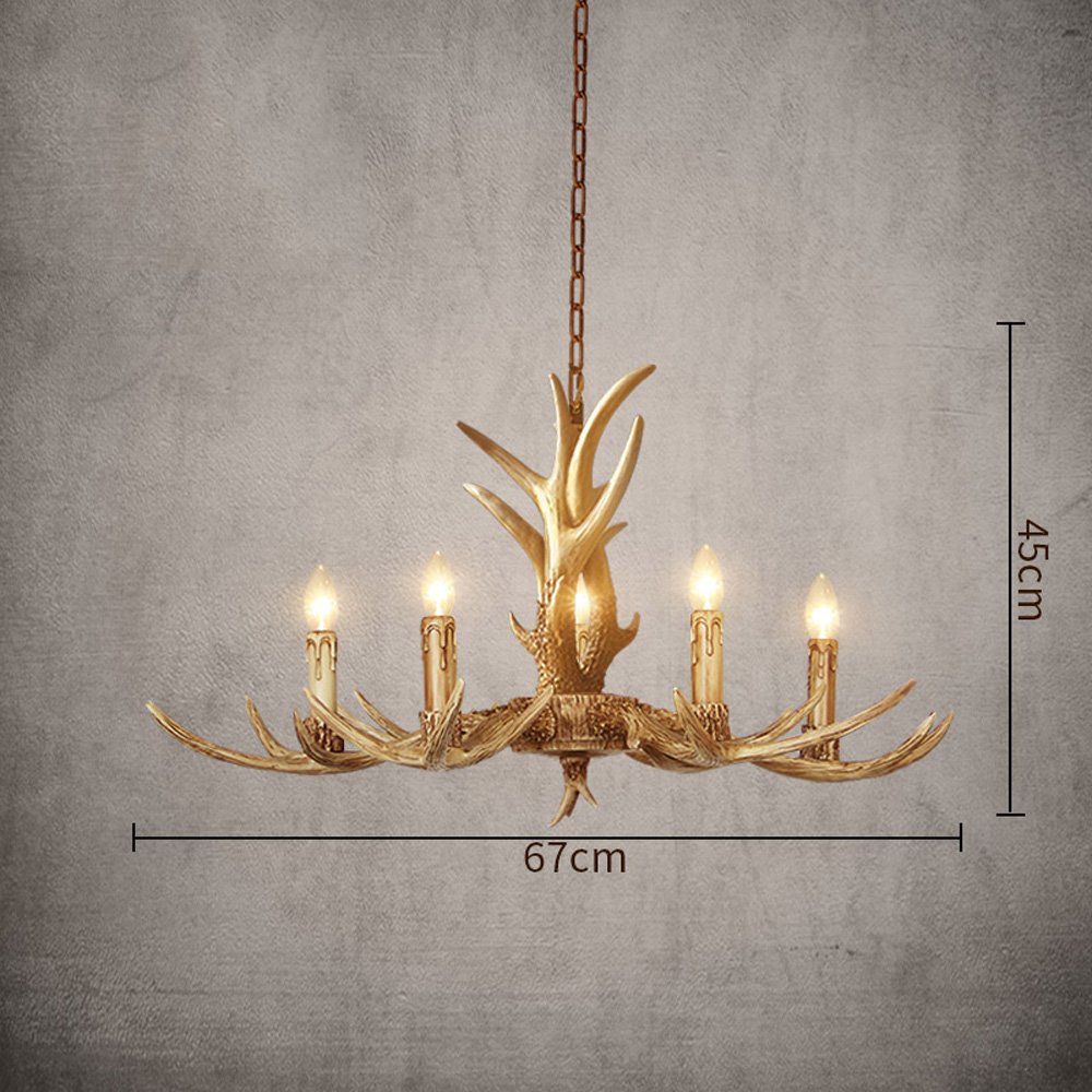 SYAXVOM Antler Chandelier Lamp Creative Art Resin Living Room American Retro Cafe Light Restaurant